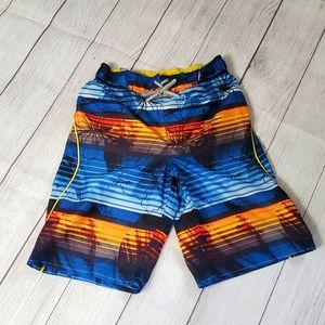 Boys Swim trunks, Hawaiian like floral print.